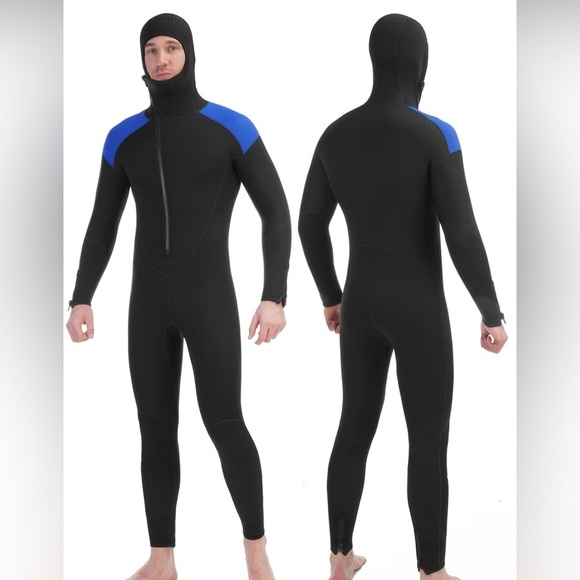 REALON 5mm Neoprene Men Wetsuit Hooded Full Body One Piece - Picture 1 of 5